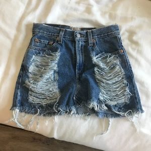 LF Furst of a Kind distressed denim skirt